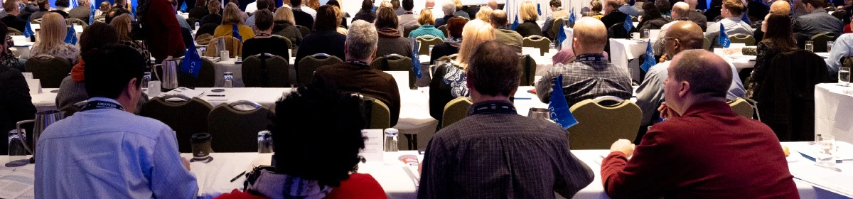 A crowd of AMAPCEO members at an Annual Delegates Conference