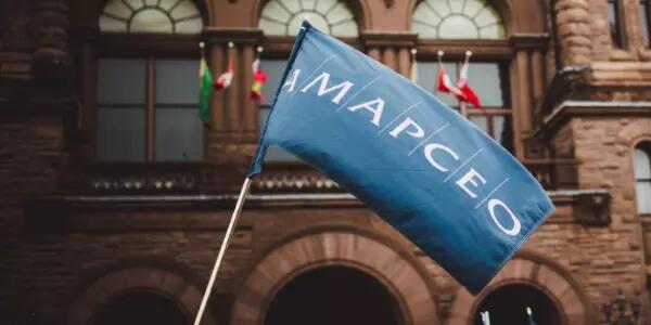 AMAPCEO Flag waving in front of Queen's Park