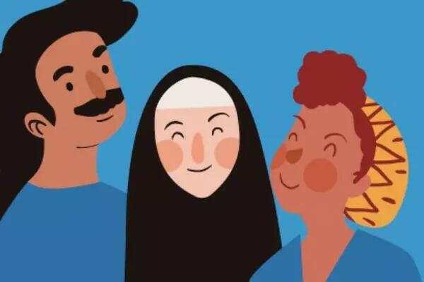Illustrated image of a diverse group of people