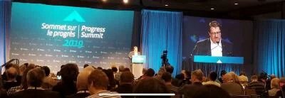 President Dave Bulmer speaking at the Broadbent Summit in 2019.