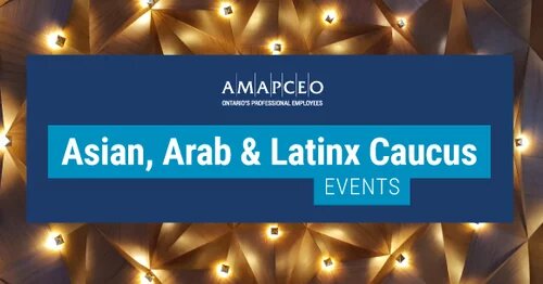 Poster saying Asian, Arab, Latinx Caucus Events