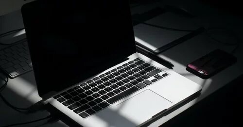 A laptop in darkness