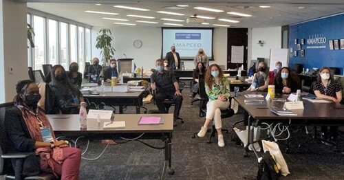 Future Workplace Representatives in the AMAPCEO office for training