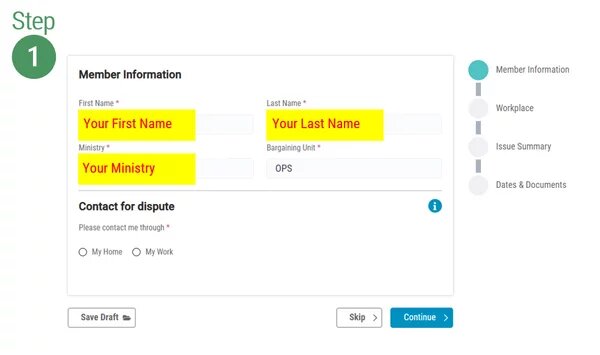 Image of Step 1 - Reporting a Workplace Issue - Individual and Group Issues
