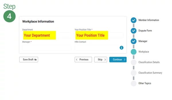 Image of Step 4 - Reporting a Workplace Issue - Classification Issues