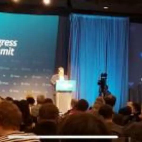 President Dave Bulmer speaking at the Broadbent Summit in 2019.