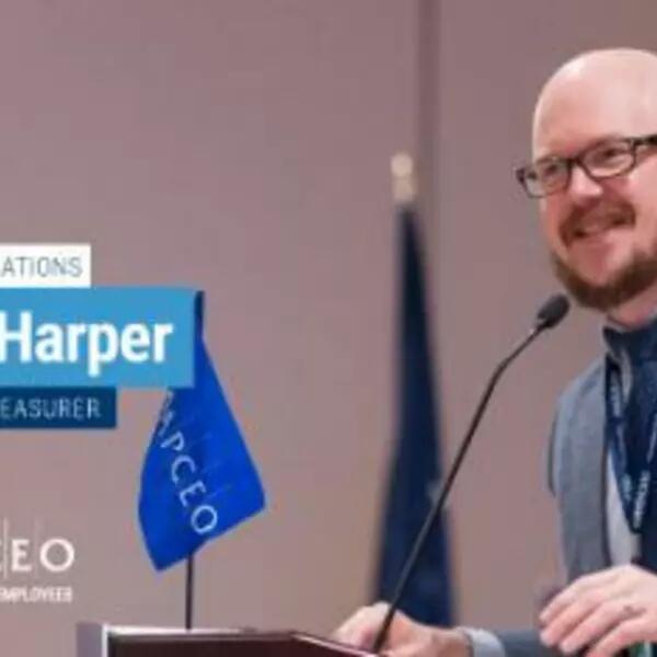 An image congratulating Chris Harper, elected Treasurer.