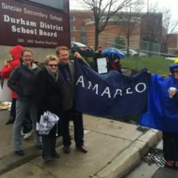 AMAPCEO members boycotting Back to Work Law - Bill 103 outside the Durham District School Board.