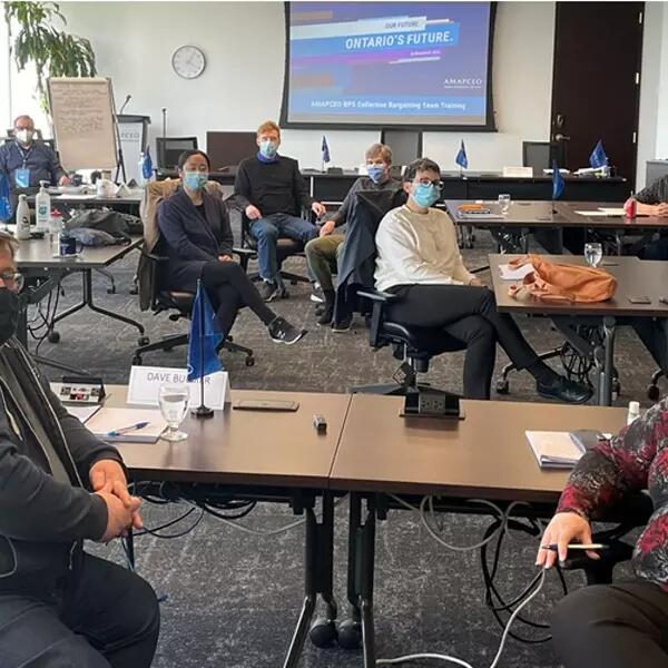 President Dave Bulmer and Vice-President Cynthia Watt meet with the BPS bargaining teams at the AMAPCEO Office.