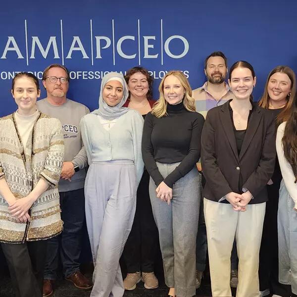 Image of interns from Ontario Legislative Intern Programme (OLIP) at AMAPCEO office