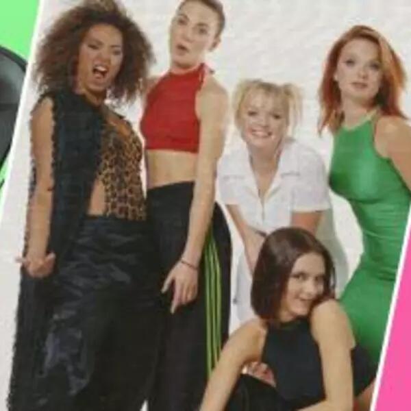 An image of 90s nostalgia including flip phones, VHSs, and the Spice Girls