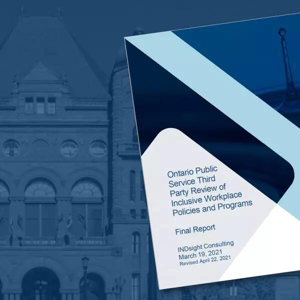 An image of the anti-racism third party review overtop of Queen's Park