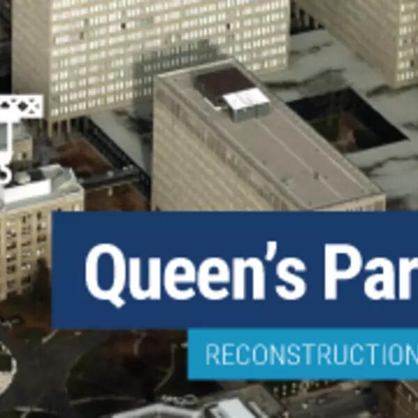 Graphic showing Queen's Park reconstruction project